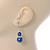 Purple Blue Glass Pearl, Crystal Drop Earrings In Rhodium Plating - 40mm L - view 3