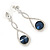 Bridal/ Prom/ Wedding Montana Blue/ Clear Austrian Crystal Infinity Drop Earrings In Rhodium Plating - 50mm L - view 5