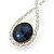 Bridal/ Prom/ Wedding Montana Blue/ Clear Austrian Crystal Infinity Drop Earrings In Rhodium Plating - 50mm L - view 2