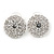 Bridal Silver Tone Clear Crystal Dome Shape Stud Earrings - 25mm L