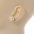 9mm White Faux Pearl with Clear Crystal Stud Earrings In Silver Tone - view 3