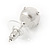 9mm White Faux Pearl with Clear Crystal Stud Earrings In Silver Tone - view 4