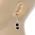 Small Black Ceramic Bead with Crystal Ring Drop Earrings In Silver Tone - 40mm L - view 2