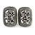 Vintage Inspired Hematite Crystal Rectangular Clip On Earrings In Antique Silver - 25mm L