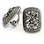 Vintage Inspired Hematite Crystal Rectangular Clip On Earrings In Antique Silver - 25mm L - view 2