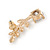 Clear Crystal Leaf Stud Earrings In Gold Plating - 30mm L - view 5