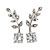 Clear Crystal Leaf Stud Earrings In Silver Plating - 30mm L - view 6