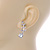 Clear Crystal Leaf Stud Earrings In Silver Plating - 30mm L - view 3