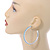 Large Light Blue Austrian Crystal Hoop Earrings In Rhodium Plating - 6cm D - view 3