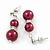9mm Wine Red Glass Pearl Bead With Crystal Ring Drop Earrings In Silver Tone - 30mm - view 3