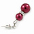9mm Wine Red Glass Pearl Bead With Crystal Ring Drop Earrings In Silver Tone - 30mm - view 4