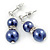 9mm Purple Glass Pearl Bead With Crystal Ring Drop Earrings In Silver Tone - 30mm - view 2