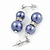 9mm Purple Glass Pearl Bead With Crystal Ring Drop Earrings In Silver Tone - 30mm - view 3
