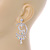 Bridal/ Prom/ Wedding Clear/ AB Crystal Crescent & Stars Chandelier Earrings In Silver Tone Metal - 55mm L - view 2