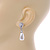 Clear Crystal Faux Pearl Teardrop Earrings In Rhodium Plated Metal - 37mm L - view 3