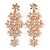 75mm Statement Clear Crystal Floral Chandelier Earrings In Rose Gold Tone