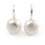 10mm Lustrous White Off-Round Simulated Pearl Earrings In Silver Tone - 20mm L - view 3