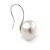 10mm Lustrous White Off-Round Simulated Pearl Earrings In Silver Tone - 20mm L - view 2