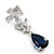 Delicate Clear/ Midnight Blue Cz Teardrop Earrings In Rhodium Plated Alloy - 35mm L - view 8