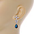 Delicate Clear/ Midnight Blue Cz Teardrop Earrings In Rhodium Plated Alloy - 35mm L - view 5