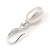 Delicate Oval Freshwater Pearl Earrings In Rhodium Plating - 28mm Long - view 6