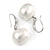 15mm Lustrous White Off-Round Simulated Glass Pearl Earrings In Silver Tone - 30mm L - view 4