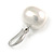 15mm Lustrous White Off-Round Simulated Glass Pearl Earrings In Silver Tone - 30mm L - view 5