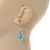 Light Blue Ceramic Teardrop Bead Clear CZ Drop Earrings 925 Sterling Silver - 40mm L - view 3