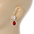 Statement Clear/ Red Cz Teardrop Earrings In Rhodium Plated Alloy - 30mm L - view 5
