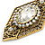 Art Deco Clear Crystal Drop Earrings In Gold Tone Metal - 65mm L - view 4
