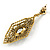Art Deco Clear Crystal Drop Earrings In Gold Tone Metal - 65mm L - view 5