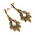 Vintage Inspired Filigree Clear/ Hematite Crystal Chandelier Earrings In Aged Gold Tone - 63mm L - view 4