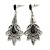 Vintage Inspired Filigree Crystal Chandelier Earrings In Aged Silver Tone - 63mm L