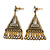 Vintage Inspired Chandelier Crystal Filigree Earrings In Aged Gold Tone - 60mm L