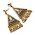 Vintage Inspired Chandelier Crystal Filigree Earrings In Aged Gold Tone - 60mm L - view 4