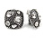 Vintage Inspired Crystal Square Stud Clip On Earrings In Aged Silver Tone - 20mm L - view 2