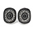 Vintage Inspired Oval Concave Crystal Stud Clip On Earrings In Aged Silver Tone - 25mm L - view 2