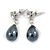 2 Pairs Off White, Black Acrylic, Crystal Teardrop Earring Set - 30mm L - view 5