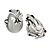 Vintage Inspired Milky White Glass Teardrop with Butterfly Motif Clip On Earrings In Silver Tone - 20mm L - view 2