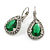 Classic Green/ Clear Cz Teardrop Earrings With Leverback Closure In Silver Plating - 25mm L - view 6