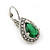Classic Green/ Clear Cz Teardrop Earrings With Leverback Closure In Silver Plating - 25mm L - view 4