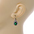 Classic Green/ Clear Cz Teardrop Earrings With Leverback Closure In Silver Plating - 25mm L - view 3