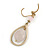 Vintage Inspired Teardrop Earrings with Pink Beads Leverback Closure In Matt Gold Finish - 55mm L - view 5