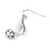 Silver Tone Clear Crystal Musical Note Drop Earrings - 35mm L - view 4