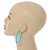 Trendy Mint Acrylic/ Plastic/ Resin Oval Hoop Earrings - 60mm L - view 2