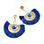 Statement Blue 'Fringe' Chandelier Drop Earrings In Gold Tone - 10.5cm Long