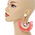 Statement Peach Pink 'Fringe' Chandelier Drop Earrings In Gold Tone - 10.5cm Long - view 3