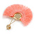 Statement Peach Pink 'Fringe' Chandelier Drop Earrings In Gold Tone - 10.5cm Long - view 6