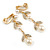 Striking Clear Crystal, Faux Pearl Floral Drop Clip On Earrings In Gold Plated Metal - 45mm Long - view 2