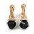 Striking Small Crystal Hoop with a Black Glass Bead Clip On Earrings In Gold Plated Metal - 30mm Long - view 5